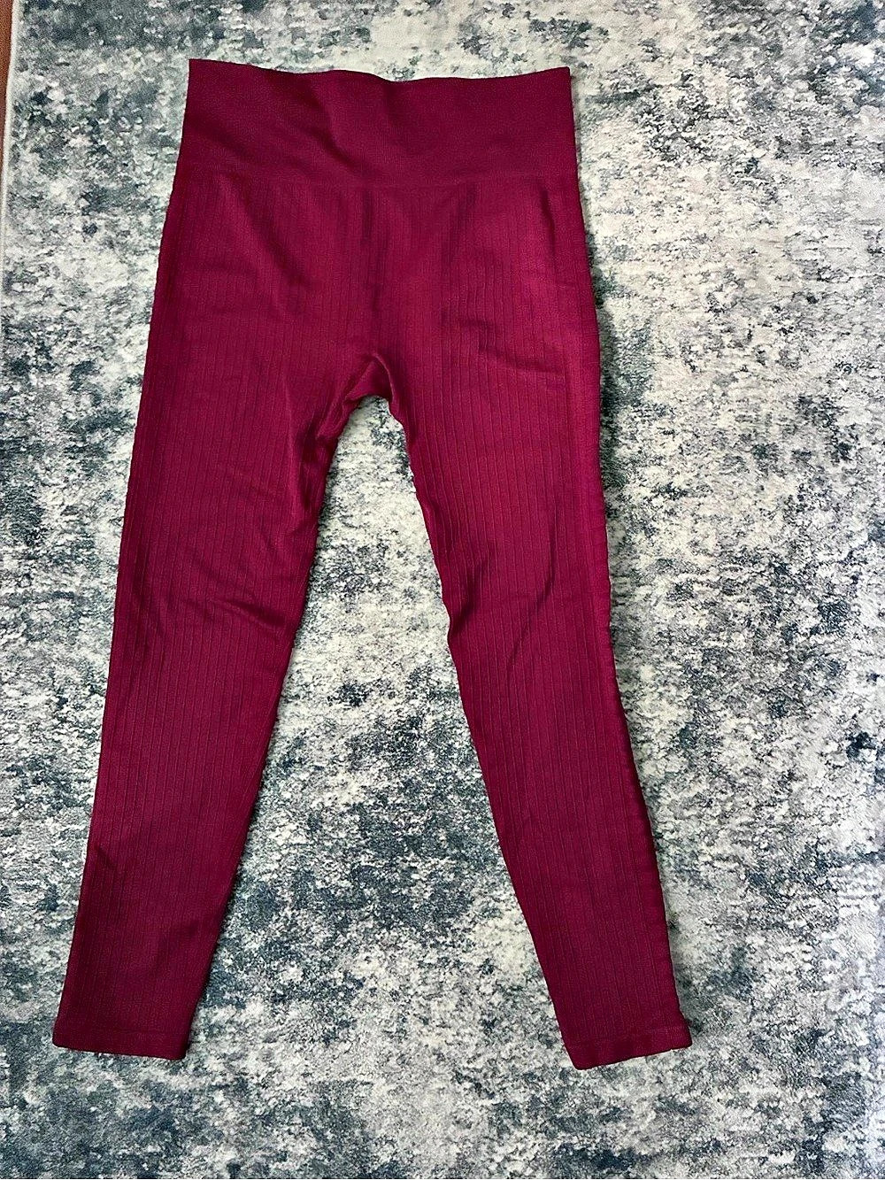 Zyia Active Ribbed Seamless Leggings Red Large